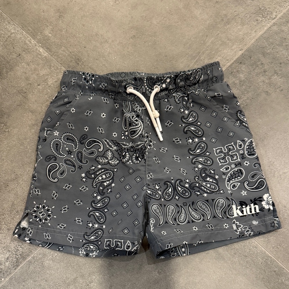 Kith Charcoal Bandana Pattern Swim Shorts